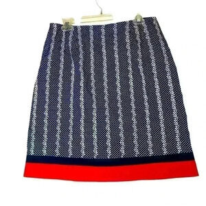 Talbots Eyelet Embroidery Navy,White w/Red Trim SOFT lightweight Cotton SZ-10